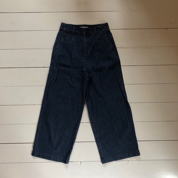 SOLD Madewell Wide Leg Pleat Pant Denim - Picture 2 of 4